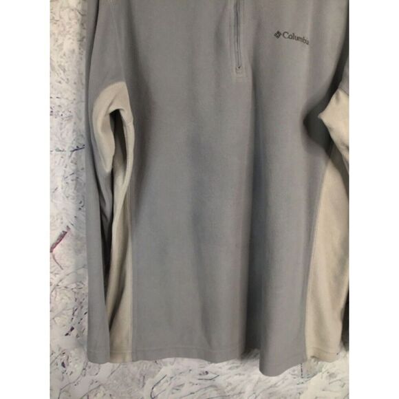 Columbia Large Mens Fleece Pullover Sweater Light Gray 1/3 Zip High/Mock Neck - Picture 10 of 12